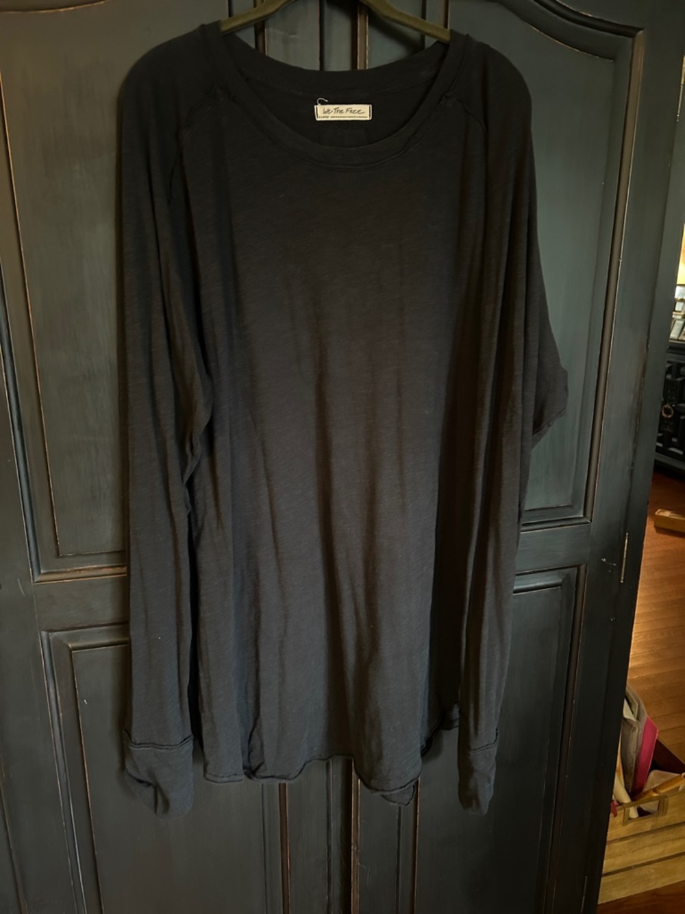 We The Free Black Crew Neck Long Sleeve T Shirt Dress Sz XL - Picture 2 of 5